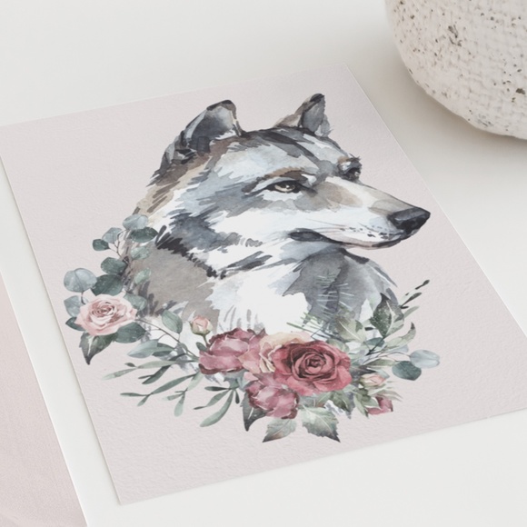Wall Art Watercolor Wolf Portrait Illustration Print Poster Unframed - Picture 10 of 17